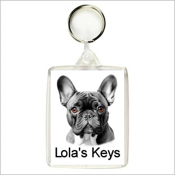 Personalised FRENCH BULLDOG Keyring / Bag Tags - THREE DESIGNS AVAILABLE