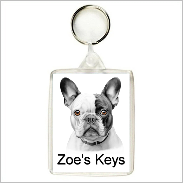 Personalised FRENCH BULLDOG Keyring / Bag Tags - THREE DESIGNS AVAILABLE