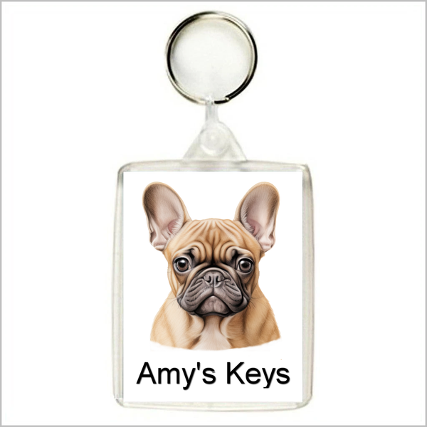 Personalised FRENCH BULLDOG Keyring / Bag Tags - THREE DESIGNS AVAILABLE