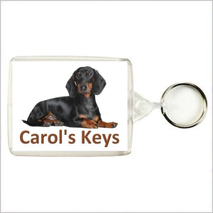 Personalised DACHSHUND (SAUSAGE DOG) Keyring / Bag Tag