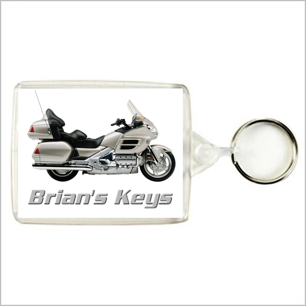 Personalised Classic Motorcycle Keyring Bag Tag for HONDA GOLDWING Enthusiasts 2 DESIGNS