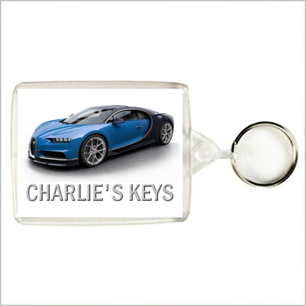 Personalised Supercar Keyring / Bag Tag for BUGATTI CHIRON Enthusiasts