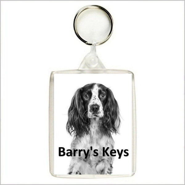 Personalised SPRINGER SPANIEL DOG Keyring / Bag Tag - TWO DESIGNS AVAILABLE