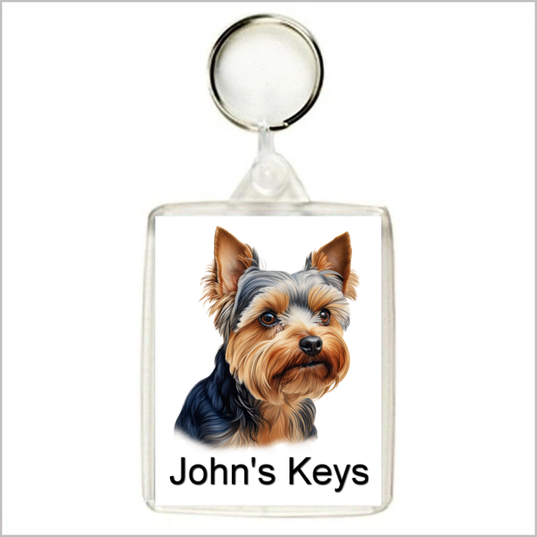 Personalised YORKSHIRE TERRIER Keyring / Bag Tag - TWO DESIGNS AVAILABLE