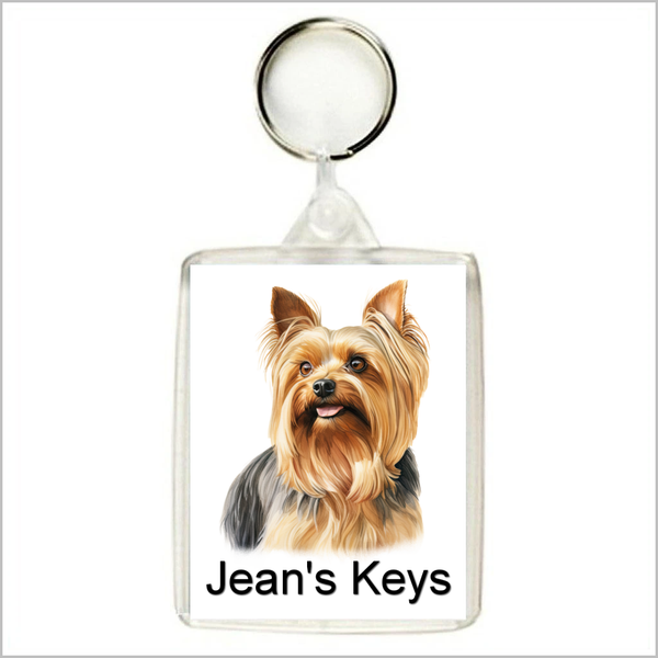 Personalised YORKSHIRE TERRIER Keyring / Bag Tag - TWO DESIGNS AVAILABLE