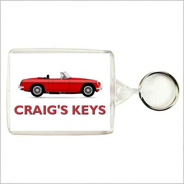 Personalised Classic Car Keyring / Bag Tag for MGB ROADSTER Enthusiasts (TWO DESIGNS)