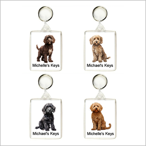 Personalised COCKAPOO DOG Keyring / Bag Tag - FOUR DESIGNS AVAILABLE
