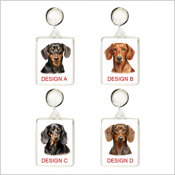 Personalised DACHSHUND (SAUSAGE DOG) Keyring / Bag Tag - FOUR DESIGNS AVAILABLE